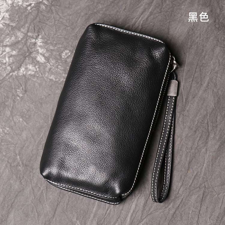 男女真皮手拿包 軟皮長款皮夾 頭層牛皮錢包 時尚簡約牛皮手機包 真皮包包