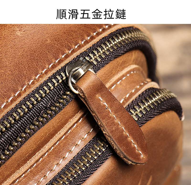 復古新款男士瘋馬牛皮胸包 戶外運動大容量斜挎包 真皮男包 歐美真皮背包 真皮包包