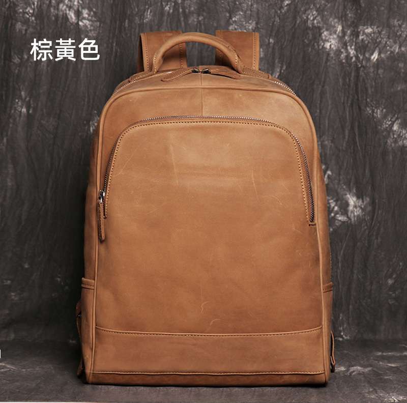 歐美復古後背包 男士真皮雙肩包 瘋馬皮旅行背包 大容量頭層牛皮電腦包 學生書包旅行包 真皮包包