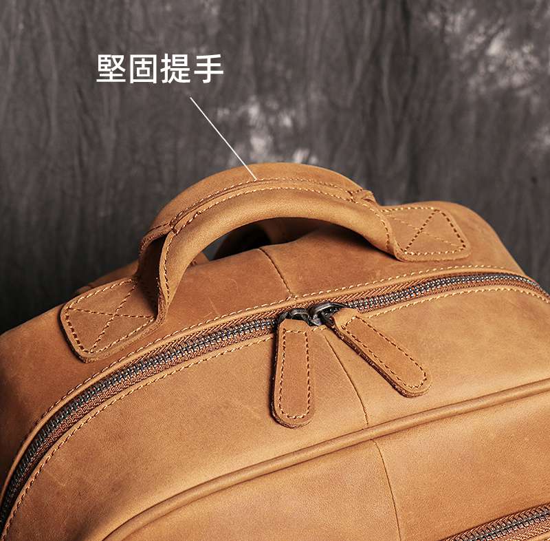 歐美復古後背包 男士真皮雙肩包 瘋馬皮旅行背包 大容量頭層牛皮電腦包 學生書包旅行包 真皮包包