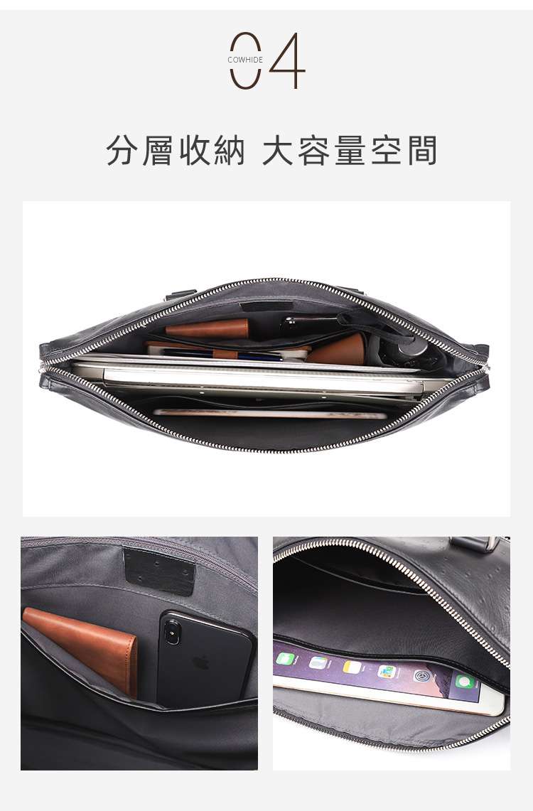 簡約小圓點真皮手提包 商務電腦包 頭層牛皮斜背包側背包 14吋筆電包公事包 商務公文包真皮包包