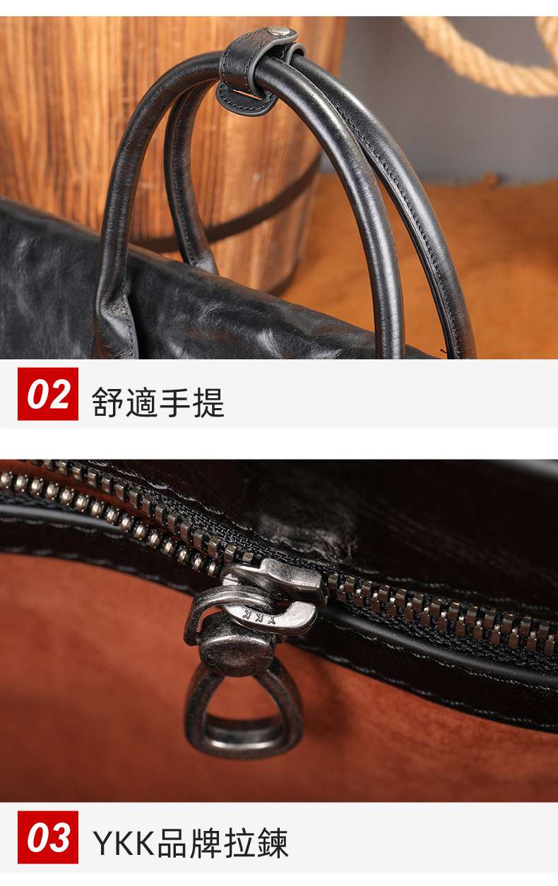 植鞣皮手抓紋公事包，真皮手提包 商務通勤公文包 頭層牛皮電腦包 男士筆電包 真皮包包