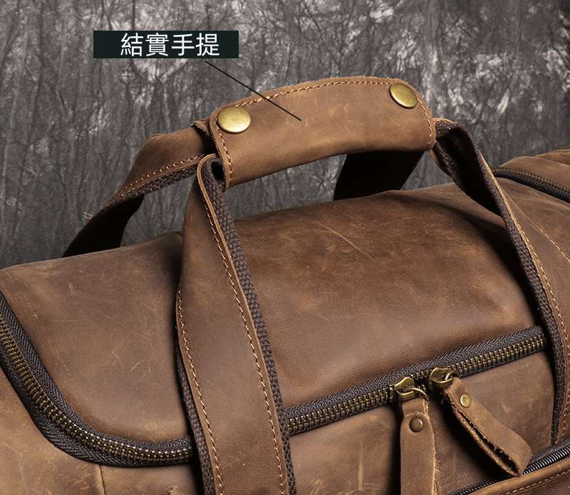 復古瘋馬皮旅行包 頭層牛皮斜挎包 男士真皮手提包 旅行手袋 長短途行李箱