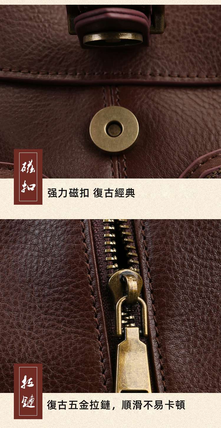 復古多口袋真皮女包 經典時尚百搭後背包 學院風學生書包 頭層牛皮雙肩背包 真皮女包