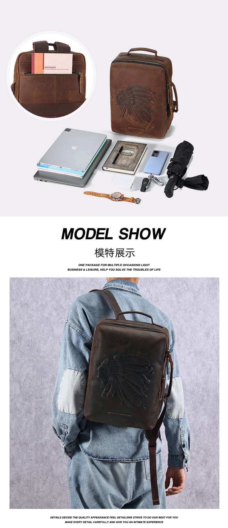 復古瘋馬皮雙肩背包 真皮後背包 頭層牛皮大容量商務電腦包 學生書包旅行背包 真皮包包
