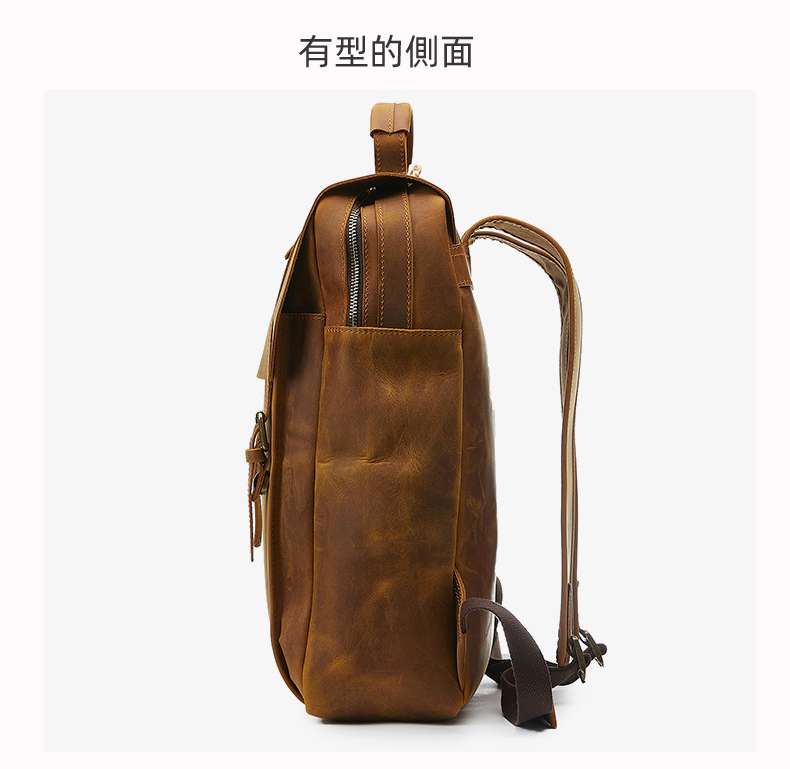 復古瘋馬皮雙肩包 頭層牛皮後背包 真皮雙肩背包 學生書包筆電包 戶外電腦背包 真皮包包