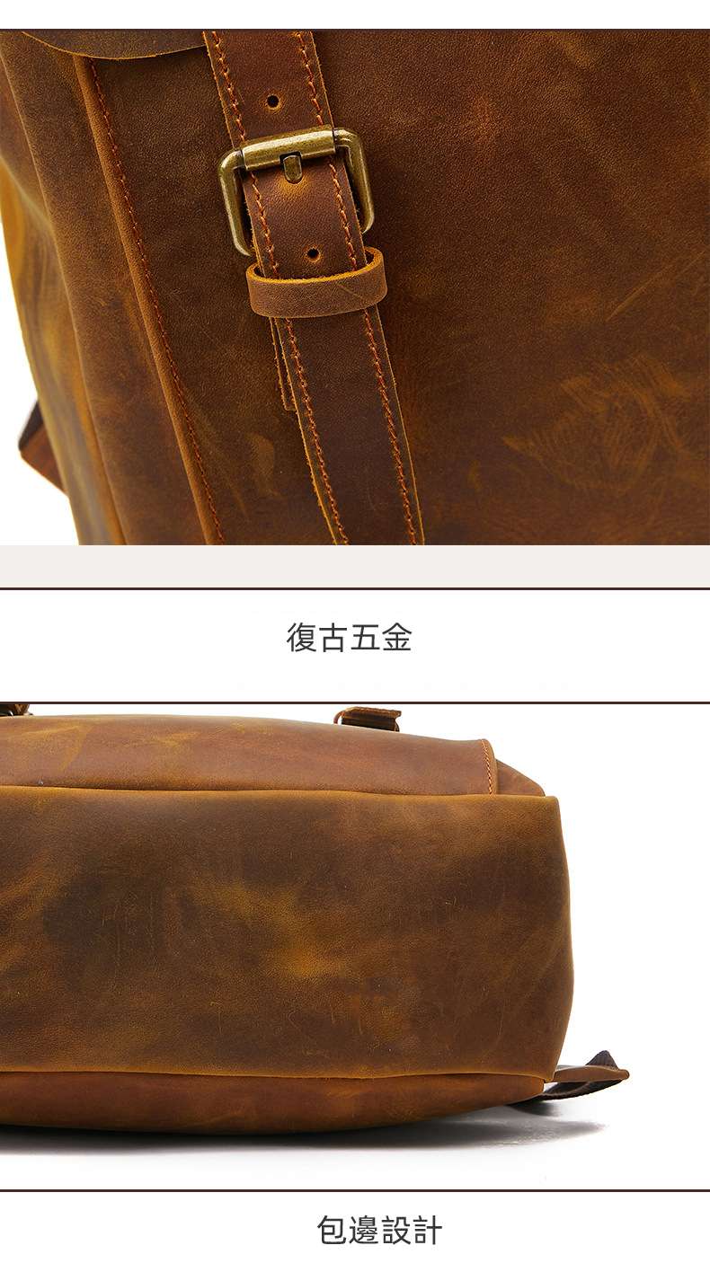 復古瘋馬皮雙肩包 頭層牛皮後背包 真皮雙肩背包 學生書包筆電包 戶外電腦背包 真皮包包