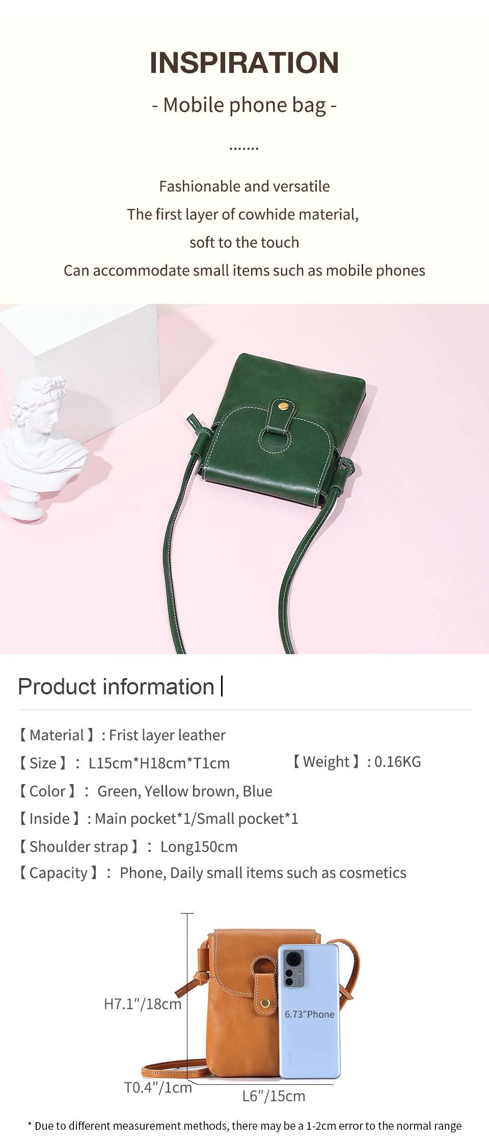 植鞣皮手機包 女生小包包 真皮斜背包 潮流簡約小眾包包 迷你斜挎包單肩包 真皮女包 真皮包包