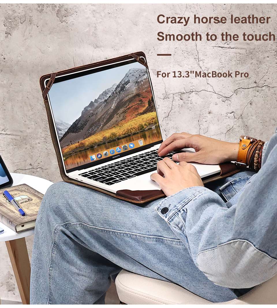 電腦保護套 13.3英寸MacBookPro/Air真皮電腦包 筆電保護套 瘋馬皮復古包包 真皮包包