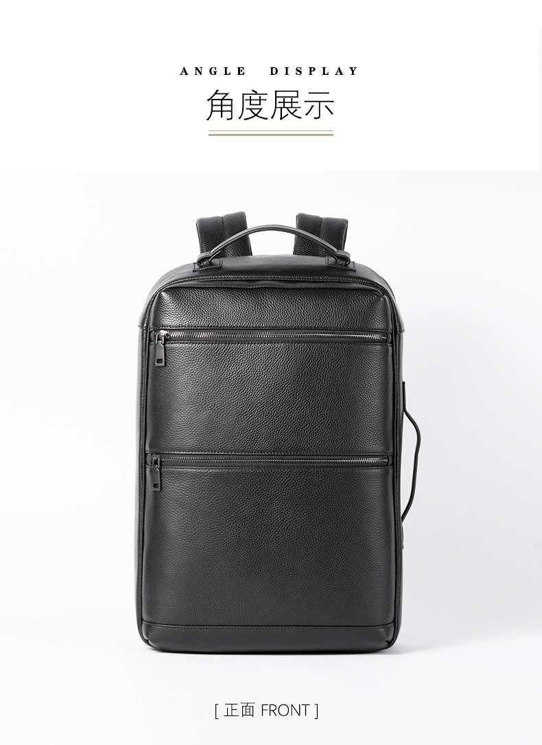 男款真皮雙肩包 頭層牛皮商務15.6吋電腦包 大容量後背包 時尚雙肩背包立體背包旅行包 真皮包包