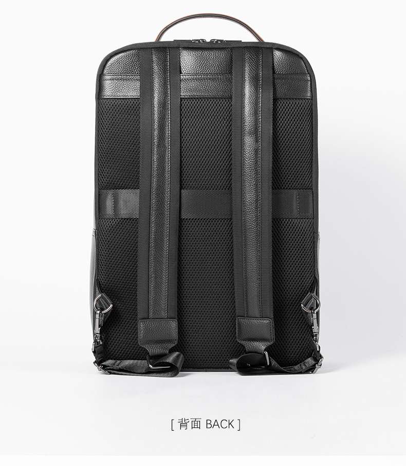 男士真皮雙肩包 大容量多功能商務差旅後背包 時尚頭層牛皮男包 可放拉杆箱電腦背包 真皮包包