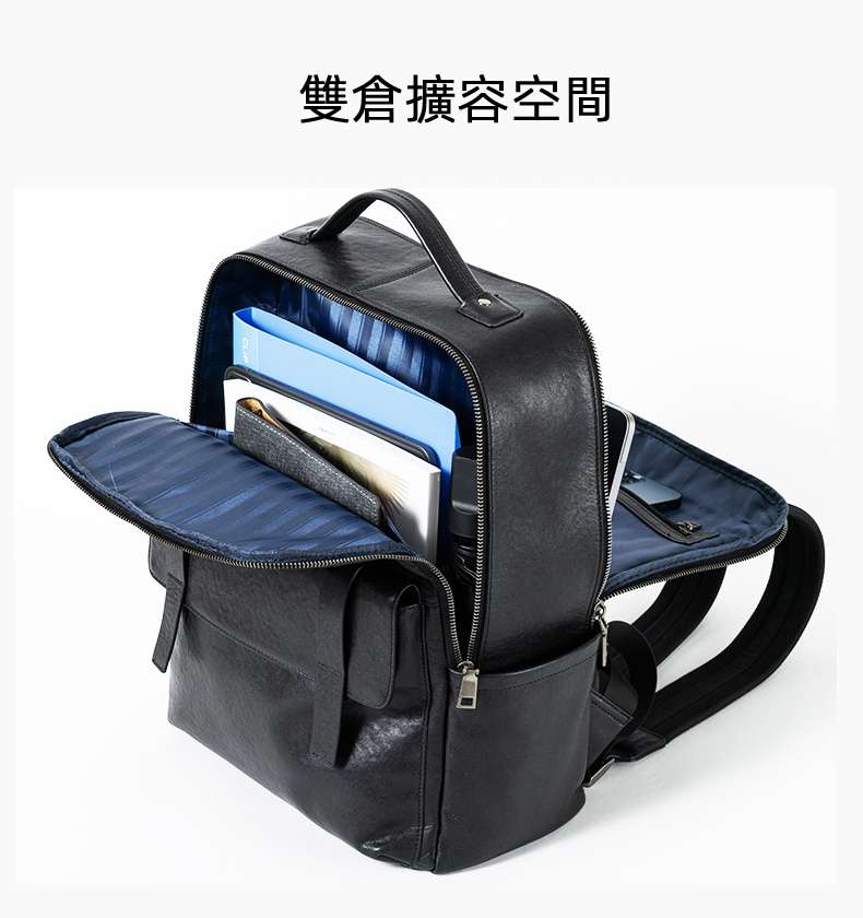 植鞣牛皮男士雙肩背包 時尚大容量後背包 商務電腦背包 真皮多功能旅行包筆電包書包 真皮包包