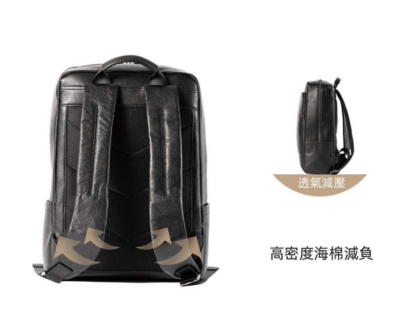 荔枝紋頭層牛皮後背包 男士雙肩背包 簡約時尚牛皮雙肩包 大容量商務電腦背包真皮男包 學生書包 真皮包包