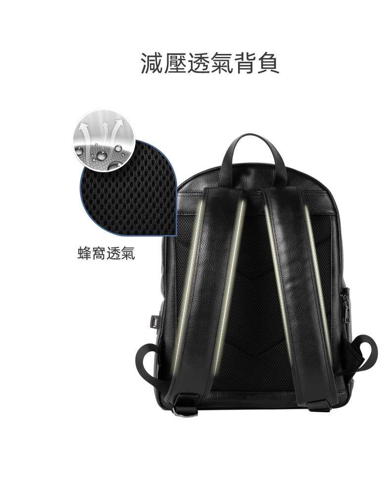 男士雙肩包頭層牛皮後背包 大容量商務電腦背包 時尚休閒差旅背包旅行包真皮筆電包 真皮包包
