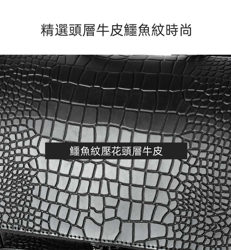 頭層牛皮鱷魚紋後背包 真皮旅行背包 商務電腦背包 男士雙肩背包 14吋筆電背包  真皮包包