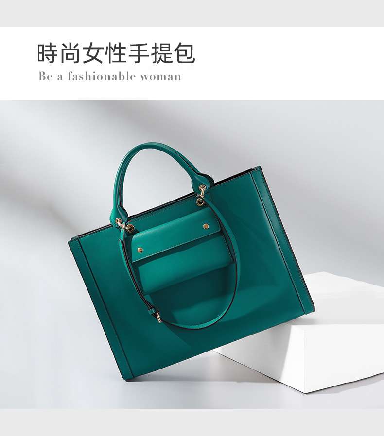 一包兩用 可拆卸前袋 原創女式手提包 頭層牛皮單肩包 職業時尚通勤公事包 商務電腦文件公文包 真皮女包 真皮包包