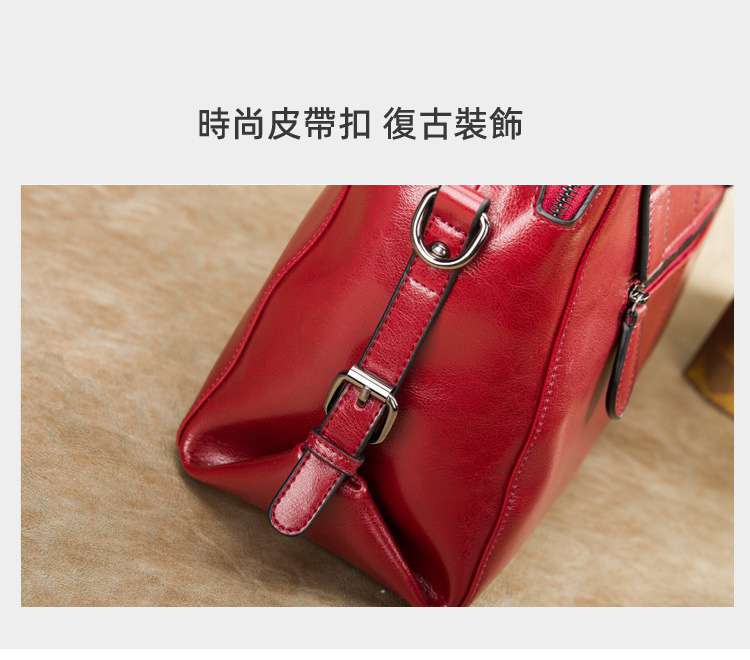 歐美時尚油蠟牛皮手提包 真皮女包 簡約手提手袋大包包  牛皮斜挎包肩背包斜背包側背包 真皮包包