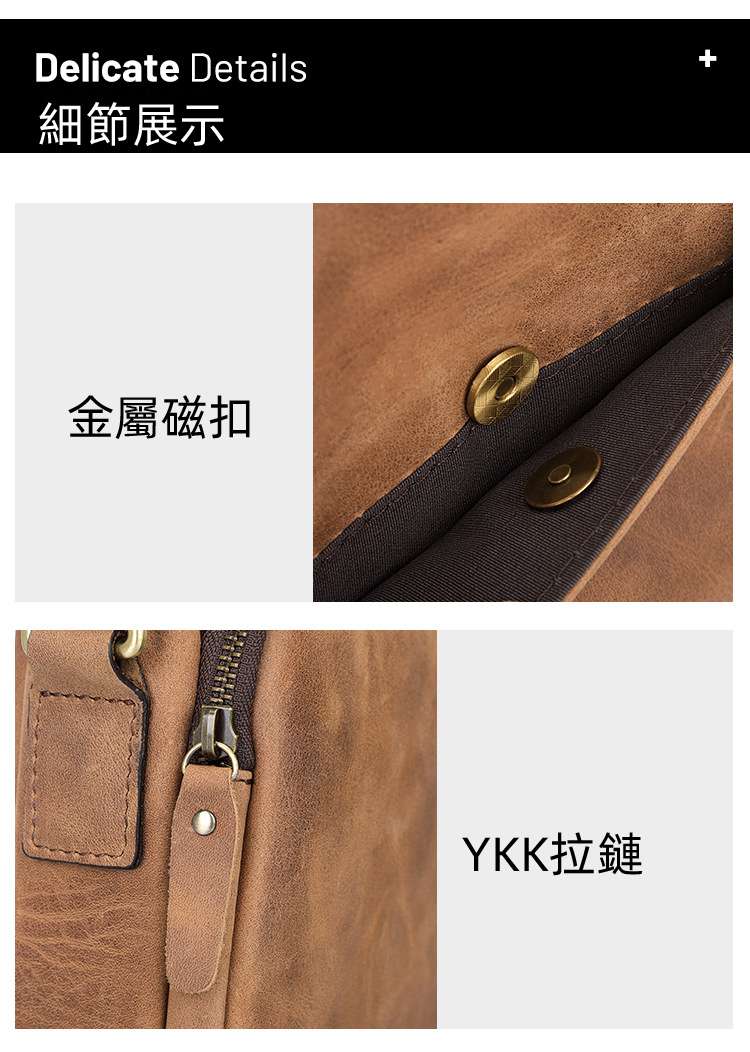 復古真皮男士斜挎包 瘋馬皮耐磨大容量單肩包 真皮郵差包 頭層牛皮斜背包側背包 真皮包包