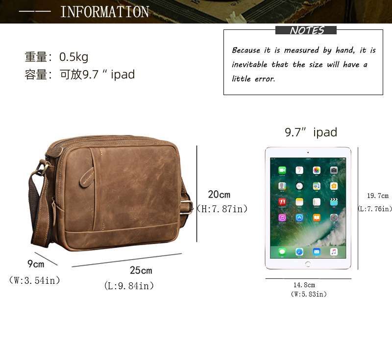 歐美復古手工郵差包 男士真皮單肩包 瘋馬皮時尚斜挎包 大容量ipad包包斜背包 真皮包包