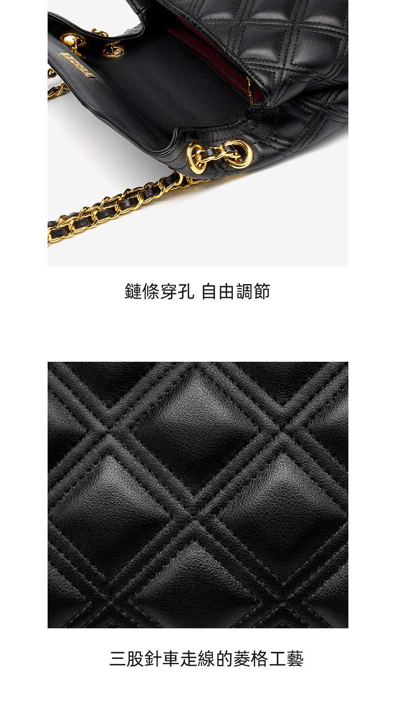 小香風菱格手提包 新潮款時尚百搭質感菱格鏈條女包 真皮斜挎包包 女士斜背包  真皮包包