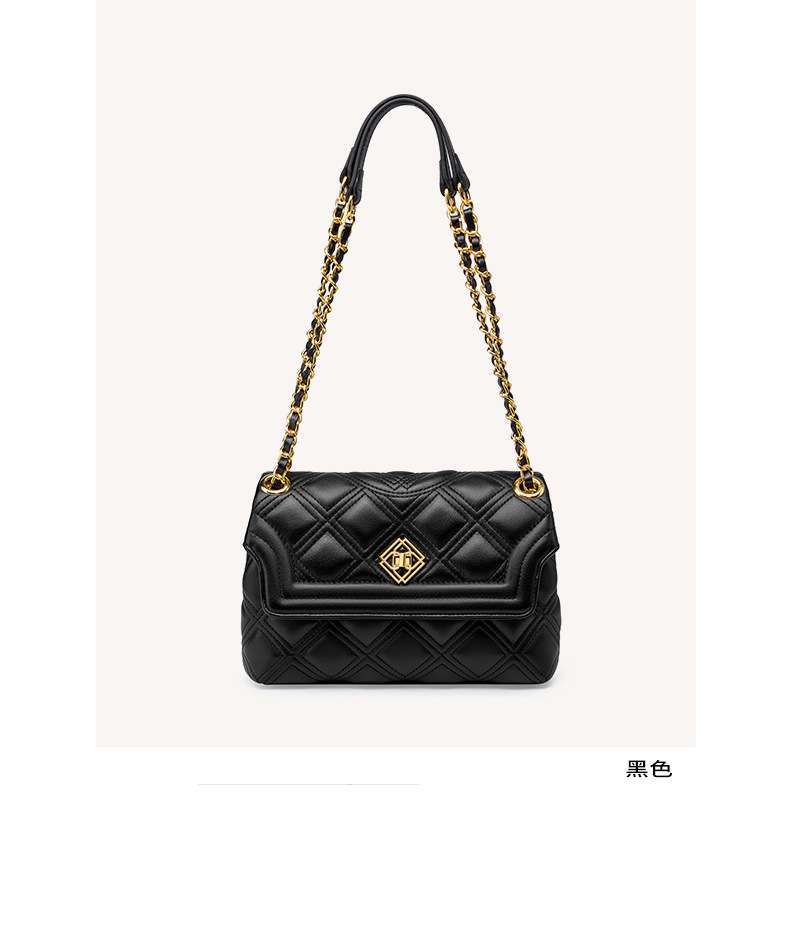 小香風菱格手提包 新潮款時尚百搭質感菱格鏈條女包 真皮斜挎包包 女士斜背包  真皮包包