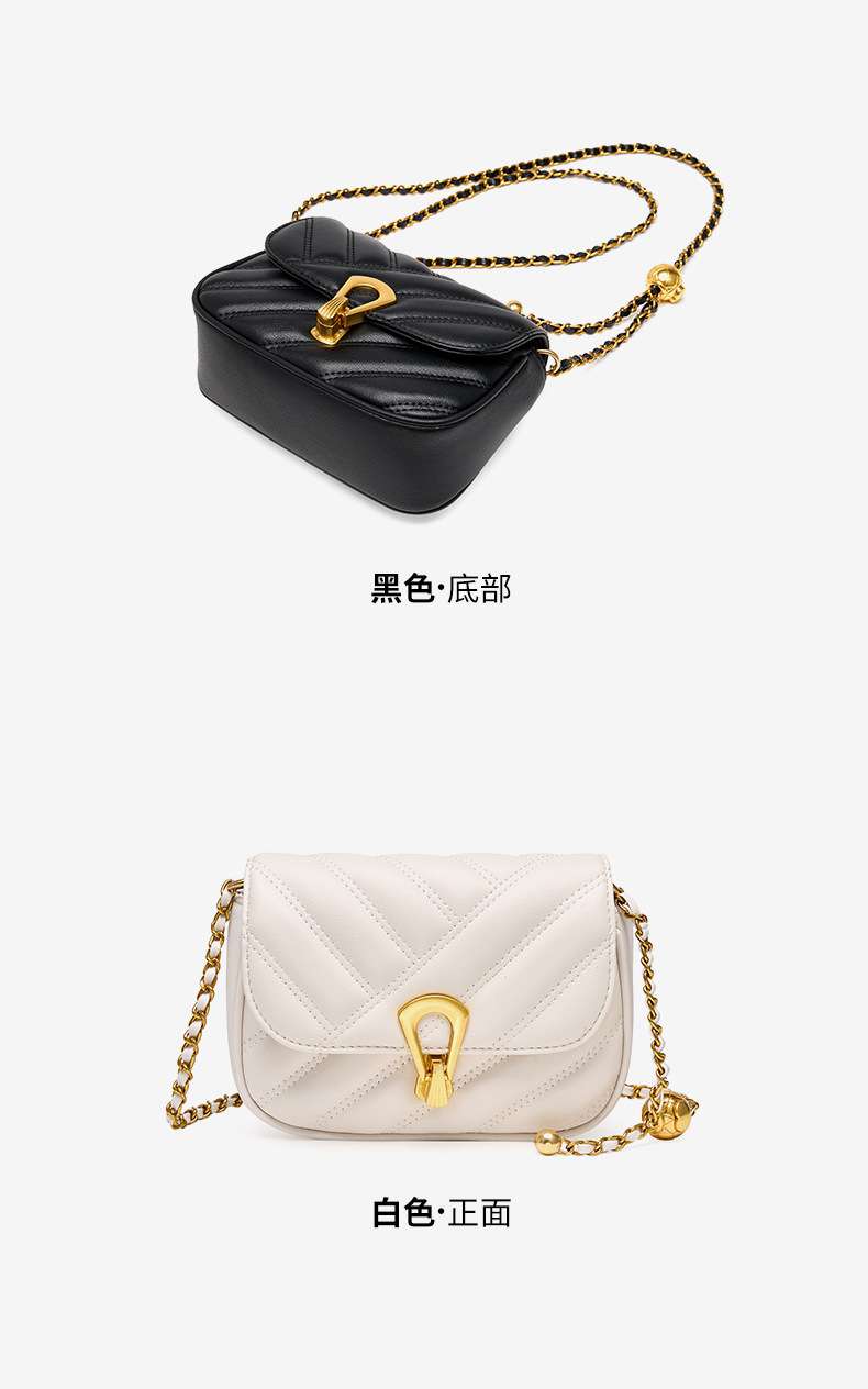 小香風鏈條包斜挎包 輕奢真皮腋下包 迷你小包包女包 小金球小圓包 包蓋式菱格包  真皮包包