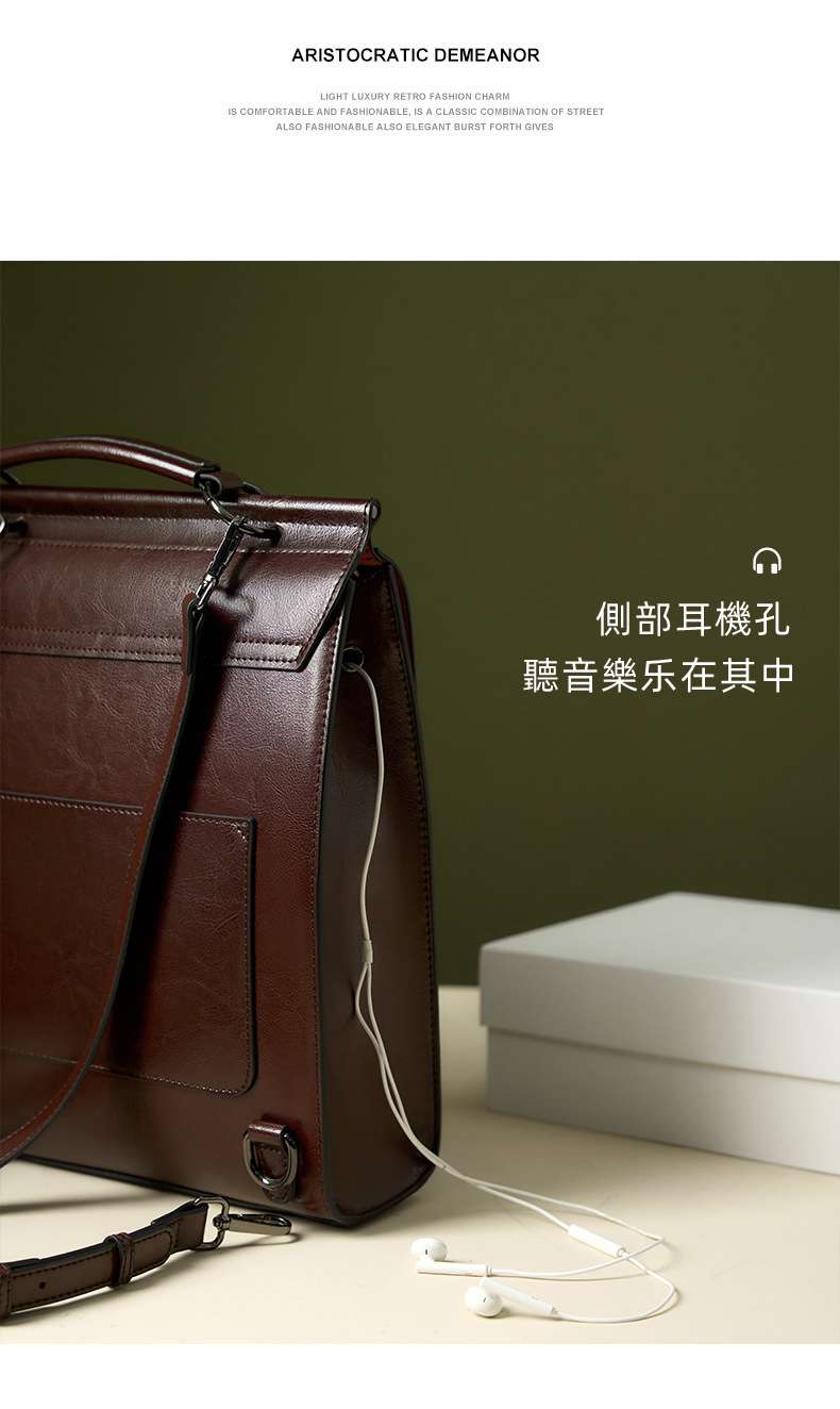 一包多用 真皮後背包斜背包 女式英倫學院風書包大學生雙肩包 復古電腦簡約牛皮背包  真皮包包