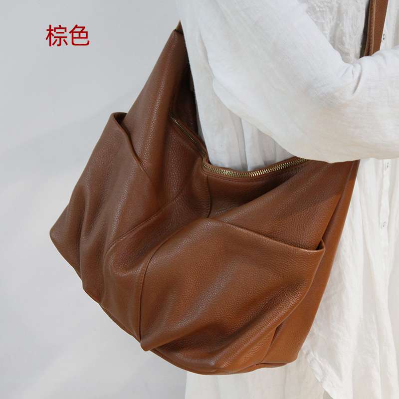 頭層牛皮斜挎包 女式韓版大包包 真皮女包 大容量軟皮斜背包 休閑單肩包大軟包 真皮包包