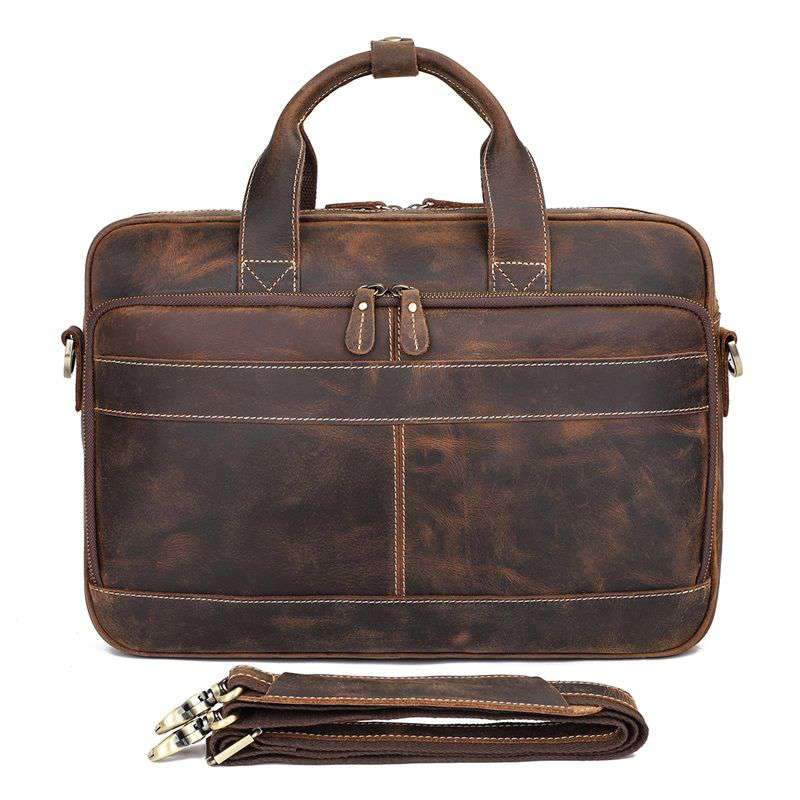 歐美復古真皮男包 頭層瘋馬皮公事包 男士手提包單肩背包斜挎包 商務公文包斜背包手袋  真皮包包