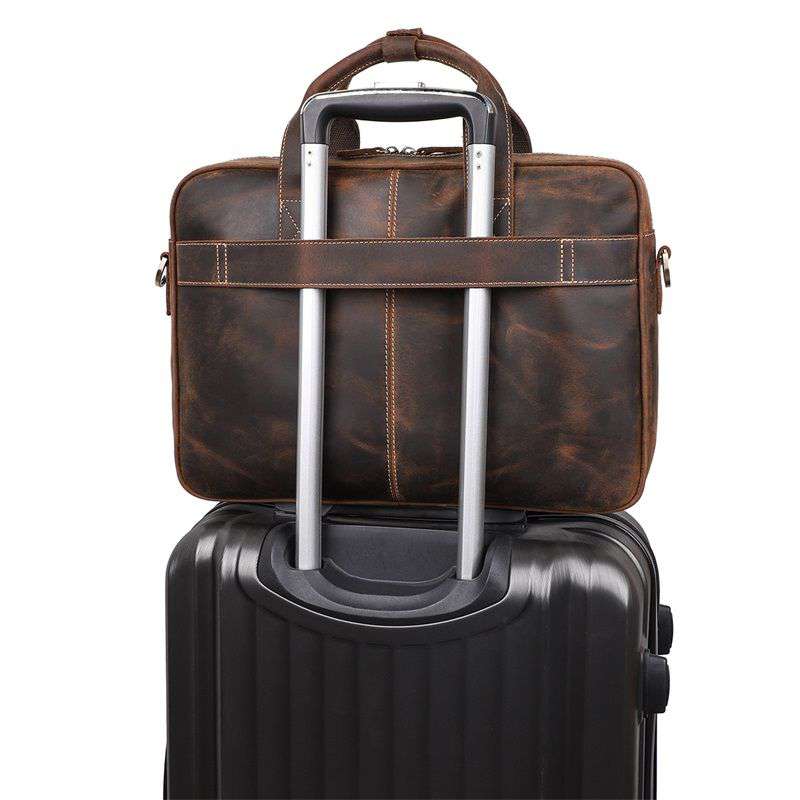 歐美復古真皮男包 頭層瘋馬皮公事包 男士手提包單肩背包斜挎包 商務公文包斜背包手袋  真皮包包