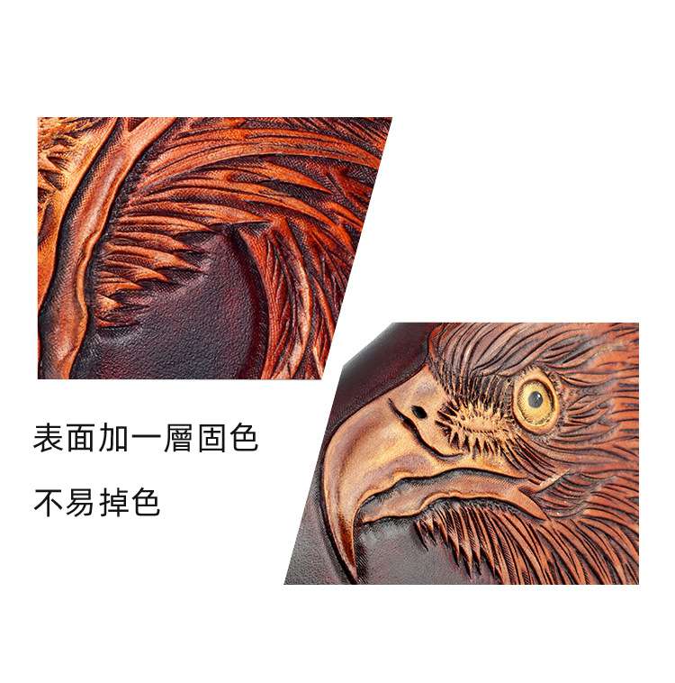 真皮錢包 男女長款皮夾手工頭層牛皮雕刻手縫錢包 植鞣革素面哈雷復古風純黃銅靈獸雪獅  鷹頭藏傳佛教 真皮包包