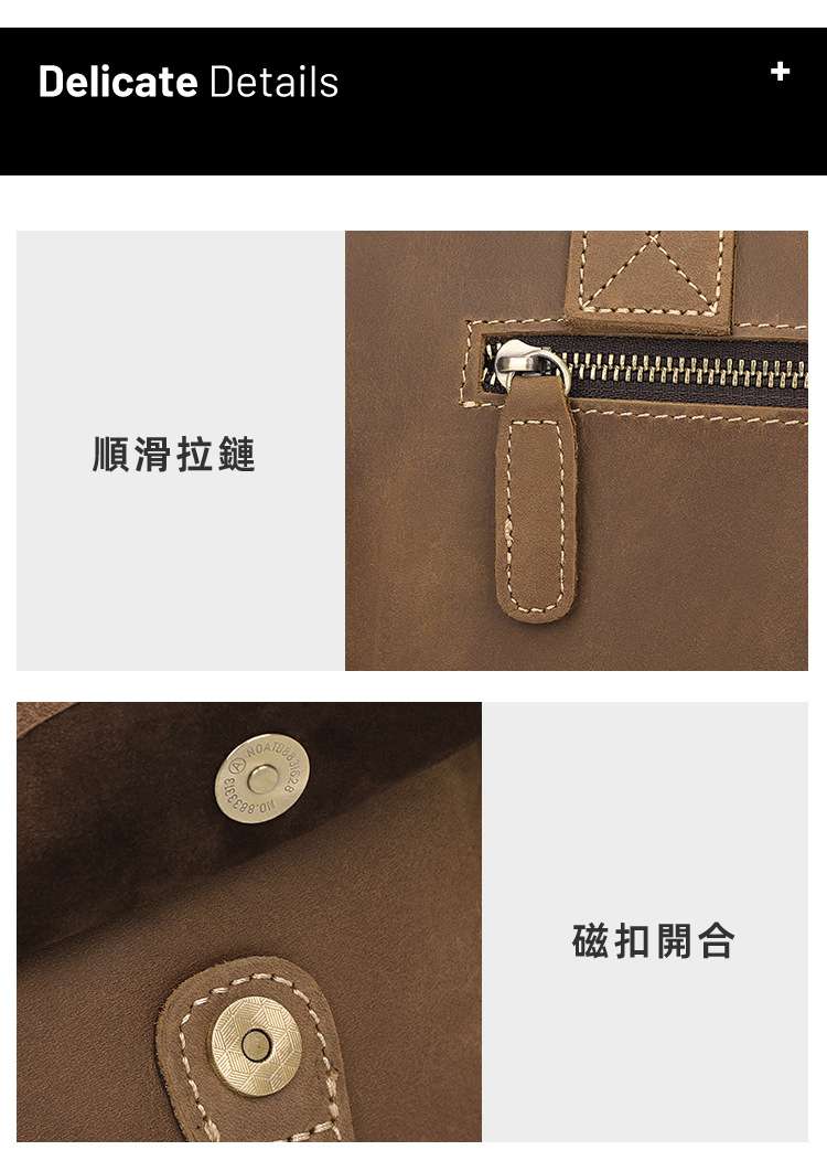 歐美復古真皮手提包 男式瘋馬皮手袋 多口袋頭層牛皮公文包 商務電腦包單肩背包斜跨包斜背包 真皮包包