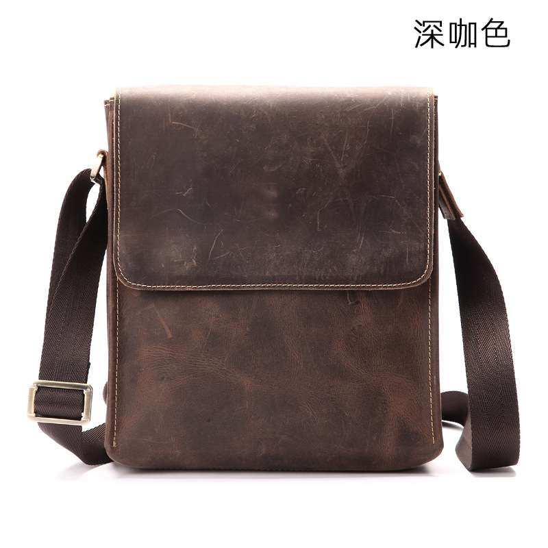 瘋馬皮iPad包包 頭層牛皮男包斜挎包 復古休閒斜背包書包學生上班通勤戶外單肩包 真皮包包