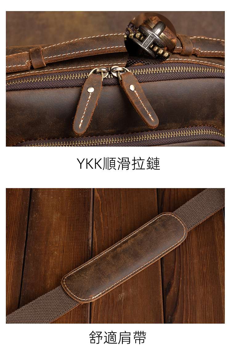 瘋馬皮斜背包 真皮男包 歐美復古男士斜跨包 頭層牛皮側背包單肩包 郵差包ipad包包 真皮包包