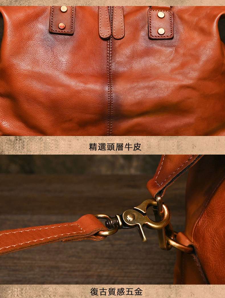 女式拉鏈手提包 頭層牛皮單肩包 大容量商務風托特包 真皮女包購物手袋手提袋 真皮包包