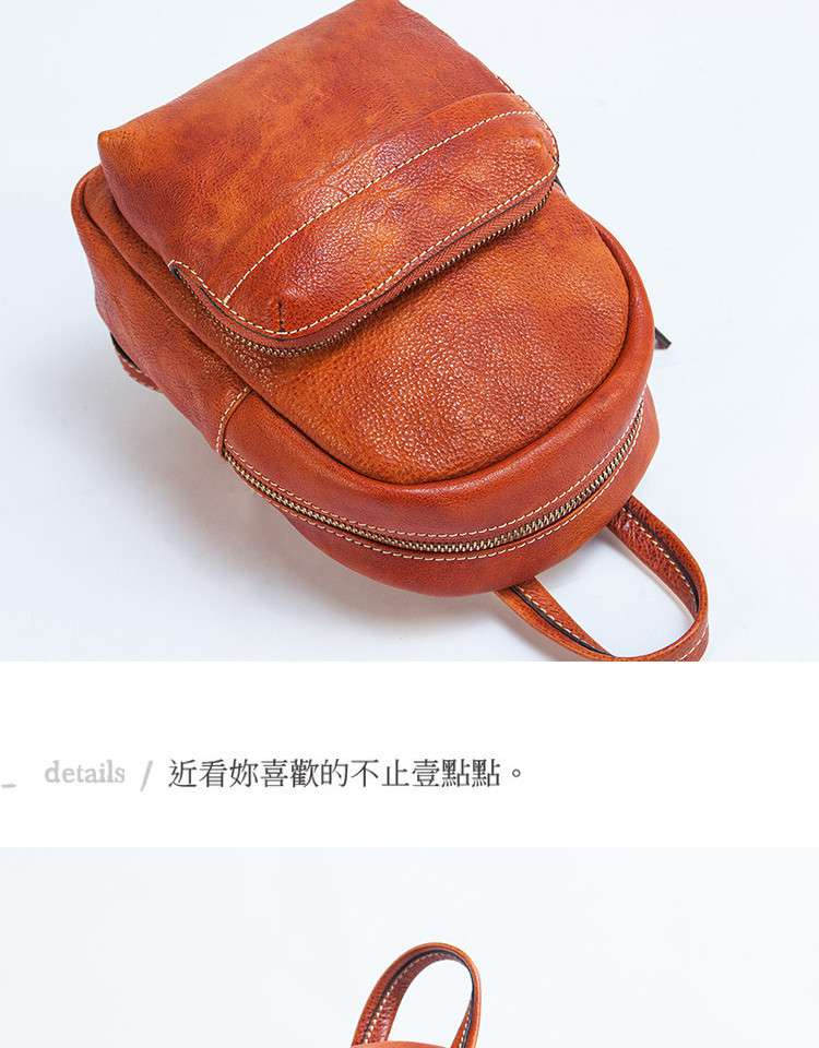 復古休閒雙肩包 頭層牛皮後背包 女士包包 方形學生書包 歐美軟皮小包包 真皮包包
