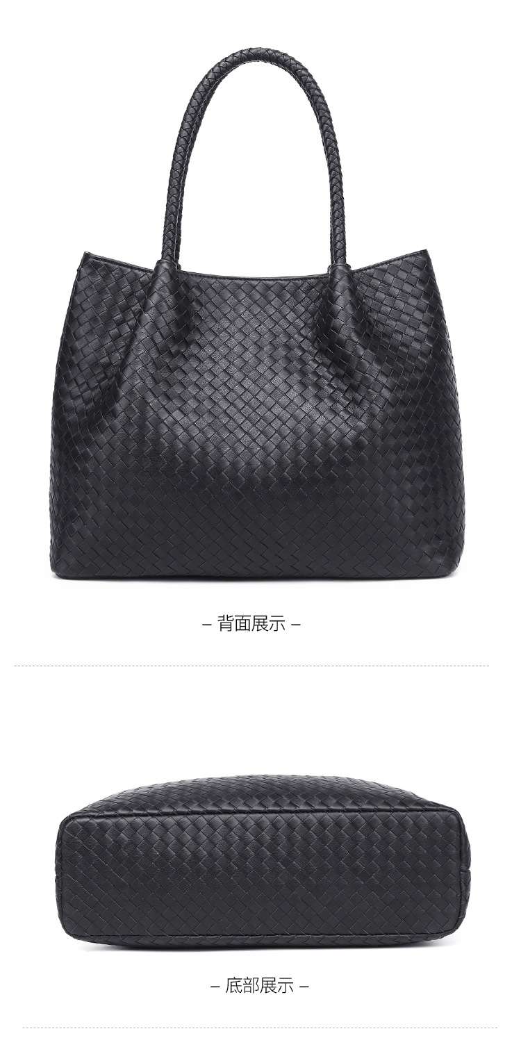 柔軟羊皮編織包 真皮女包 手工編織單肩包側背包手提包 大容量托特包手袋子母包包 真皮包包