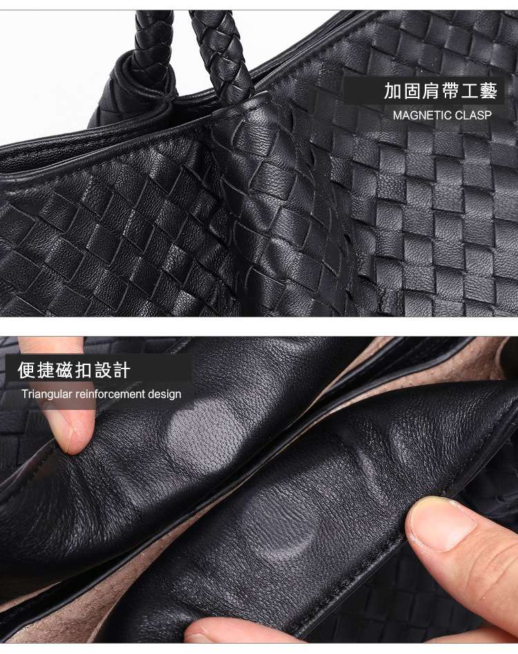 柔軟羊皮編織包 真皮女包 手工編織單肩包側背包手提包 大容量托特包手袋子母包包 真皮包包