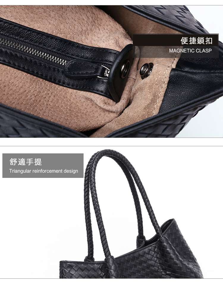 柔軟羊皮編織包 真皮女包 手工編織單肩包側背包手提包 大容量托特包手袋子母包包 真皮包包