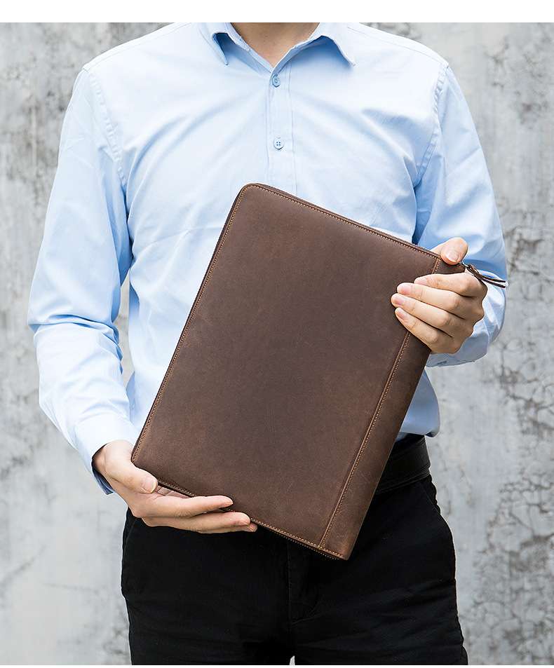 多功能大容量手拿包 長款信用卡錢包 復古瘋馬皮手抓包 卡包皮夾大鈔夾證件包 真皮包包
