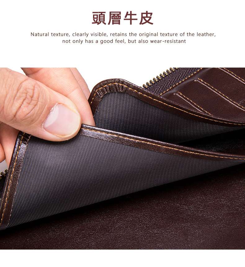 多功能大容量手拿包 長款信用卡錢包 復古瘋馬皮手抓包 卡包皮夾大鈔夾證件包 真皮包包