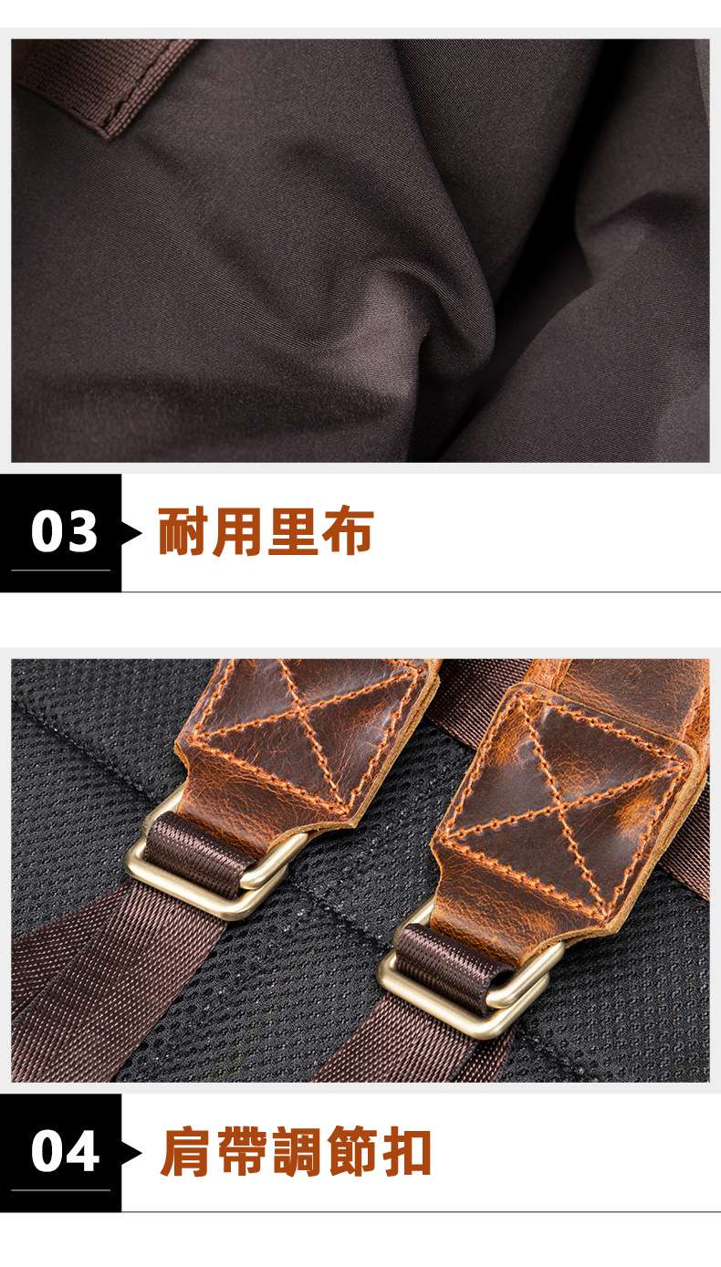 復古油皮後背包 瘋馬皮雙肩背包 男士戶外多功能真皮雙肩包 15.6吋電腦包旅行包 真皮包包
