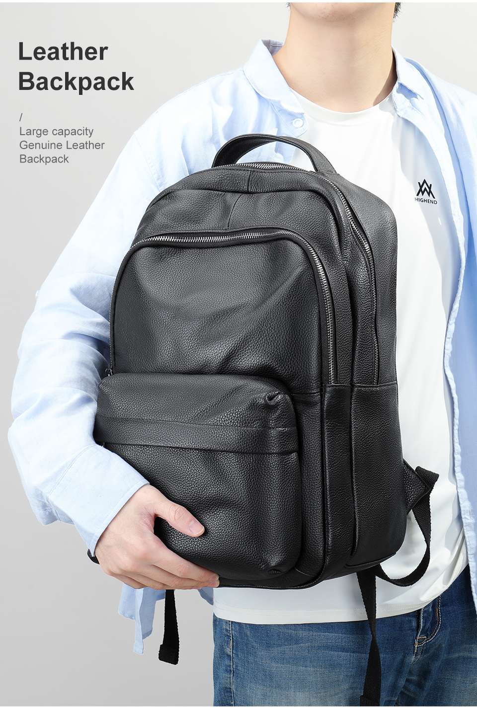 頭層牛皮後背包 休閒男士雙肩背包 潮酷真皮戶外背包 真皮機車包新款旅行包 真皮包包