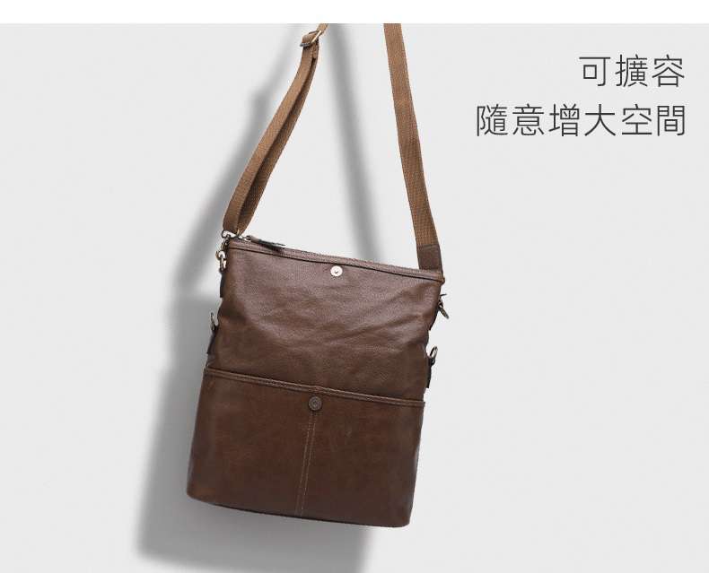 復古英倫真皮男包 可擴容寬口頭層牛皮男士單肩包斜背包 郵差包斜挎包ipad包包 真皮包包