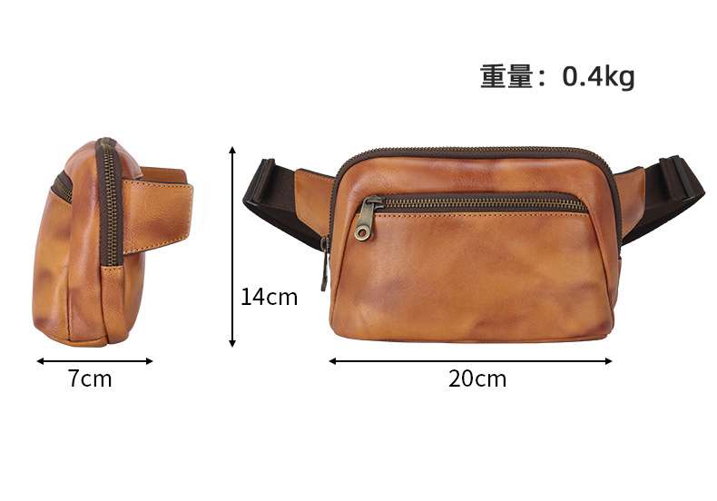復古休閒簡約胸包 多功能腰包 真皮生意老闆包 耐磨頭層牛皮戶外出行腰包肩背包 真皮包包