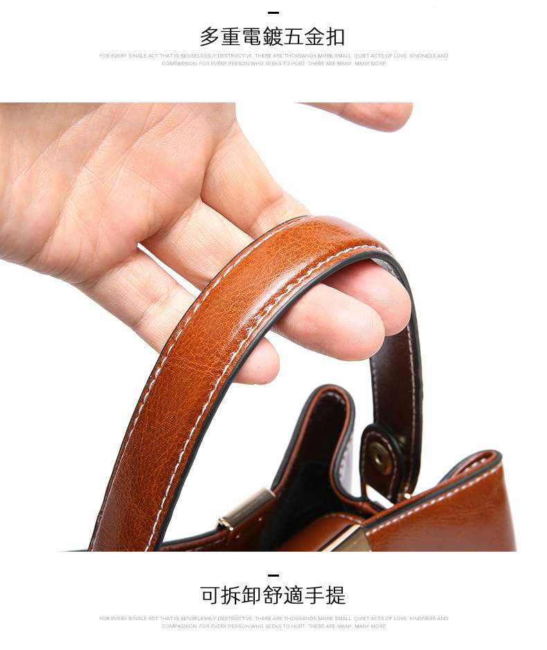 油蠟牛皮水桶包 真皮手提包 百搭時尚單肩背包斜挎包 典雅斜背包真皮女包 真皮包包