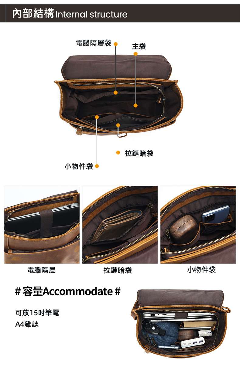 真皮大容量後背包 頭層牛皮雙肩包 男士商務時尚電腦包書包 瘋馬皮旅行雙肩背包男包 真皮包包