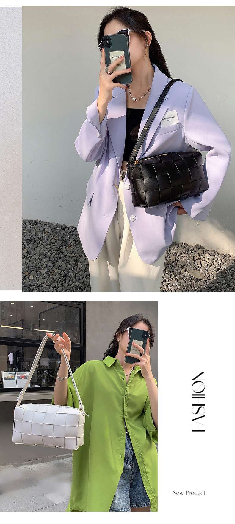 雙面頭層牛皮女包手工編織包 女式斜背手提包 真皮女包 時尚百搭經典單肩背包斜挎包  真皮包包