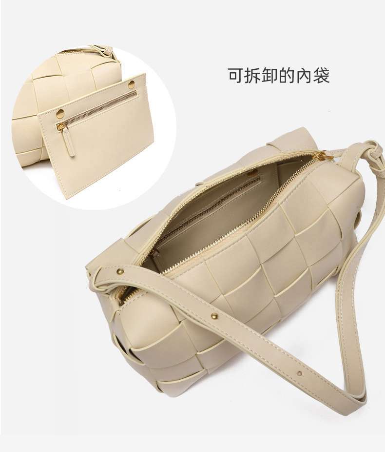 雙面頭層牛皮女包手工編織包 女式斜背手提包 真皮女包 時尚百搭經典單肩背包斜挎包  真皮包包