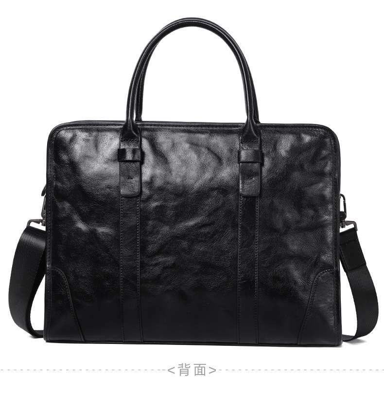 植鞣皮手抓紋公事包 頭層牛皮手提包 真皮大容量商務電腦包文件公文包 男款斜背包  真皮包包
